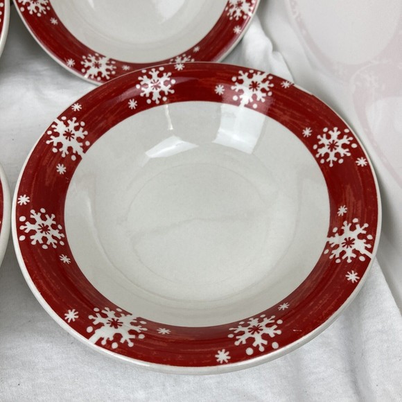 Royal Norfolk Salad Plates Red Snowflake Christmas 8 1/2" Holiday 1Pc - Picture 2 of 6